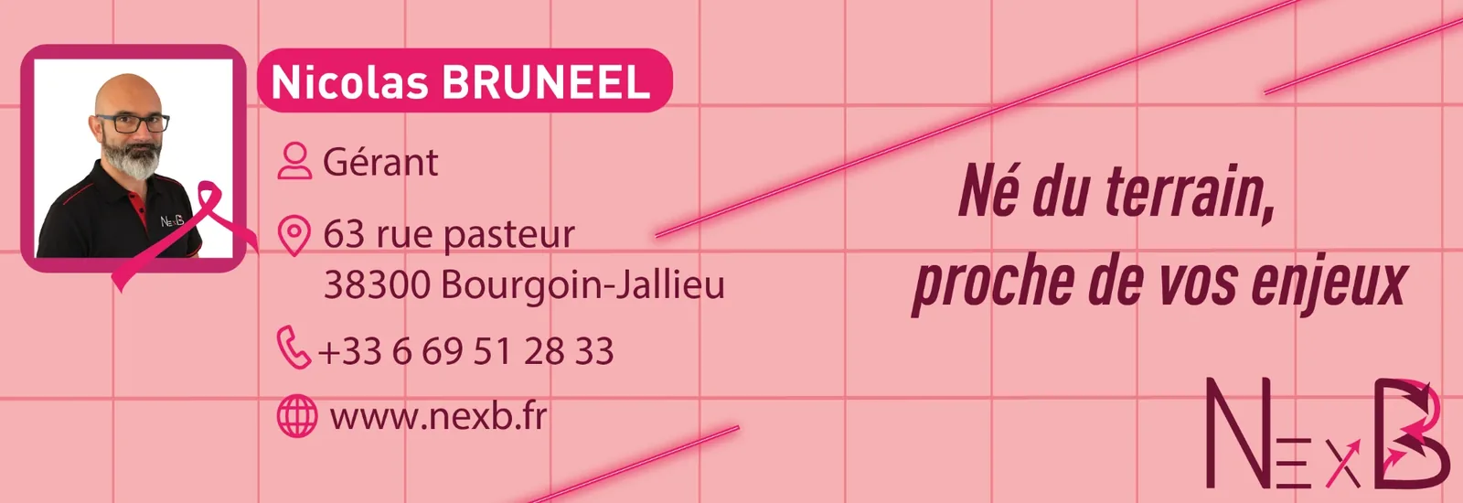 Signature spéciale Octobre rose, en rose avec le ruban
