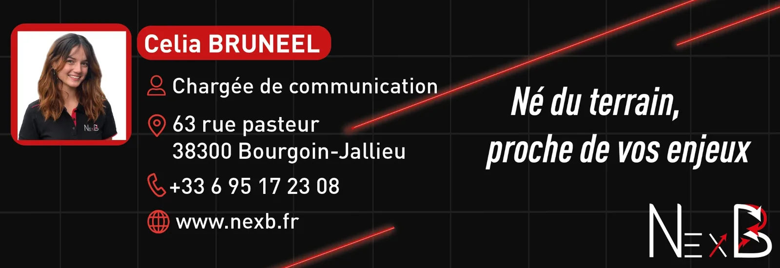 Signature électronique de Celia Bruneel, chargée de communication chez NexB