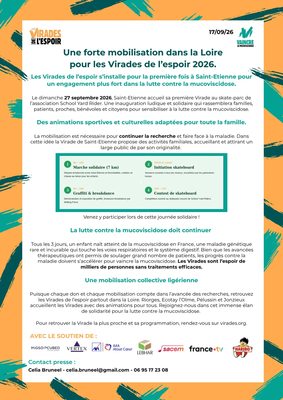 Communiqué de presse « Une forte mobilisation dans la Loire pour les Virades de l'espoir 2026 »